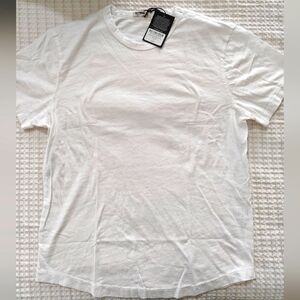 Buck Mason White Slub Short Curved Hem Tee in White NWT